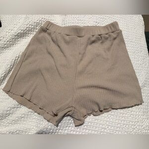 SHEIN Ribbed Knit Bike Shorts in Taupe
